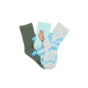 Disney Stitch Kinder Sokken 3-Pack Groen/Blauw – Officiële Licentie