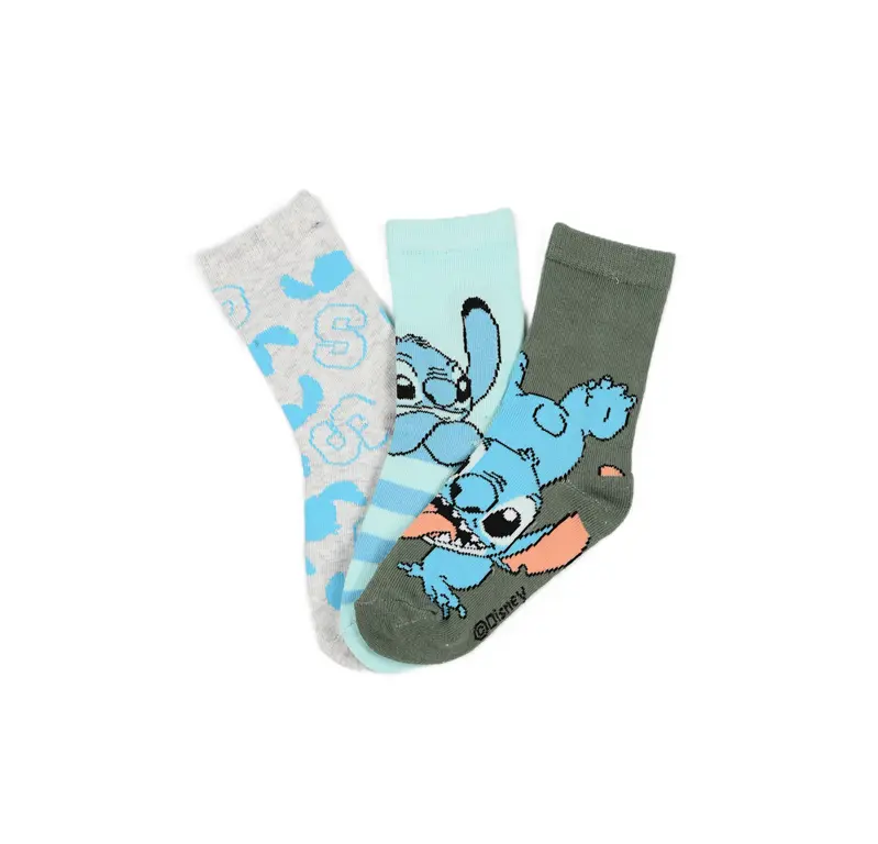 Disney Stitch Kinder Sokken 3-Pack Groen/Blauw – Officiële Licentie - Afbeelding 3